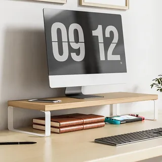 Onxyrbyte Erhöhter Bildschirm, PC-Monitorerhöhung, Schreibtischerhöhung aus Holz, Bildschirmerhöhung für PC, ergonomischer Computermonitorständer, für Laptop, Drucker