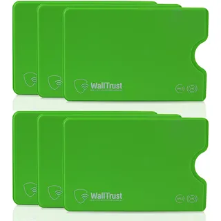 WallTrust RFID NFC Blocker Hartplastik Schutzhülle - 7 Stück - Kartenschutzhülle für Kreditkarten Ausweis - grün - Sicherheit gegen Datenklau Kartenhülle und EC Karten Bankkarten