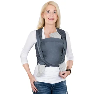 Hoppediz Tragetuch für das frühgeborene Baby, extra schmal, mit bebilderter Anleitung, Frühchentuch stone 4,60 x 0,45 m