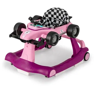 FANTASK 4 in 1 Lauflernhilfe mit einstellbarer Höhe & Geschwindigkeit, Baby Walker mit Musikbox, Licht & Rädern, Gehfrei Baby ab 6 Monaten, 12kg Belastbar