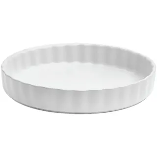 van Well Tarteform Backform mit Rillenstruktur, Ø 26 cm, aus Steingut, (1-tlg), backofenfest bis 280 °C, spülmaschinenfest weiß