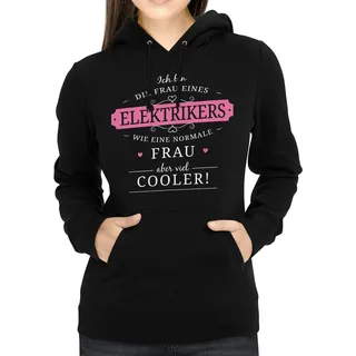 Fashionalarm Damen Kapuzenpullover - Frau eines Baggerfahrers | Fun Lustig Hoodie Spruch Geschenk-Idee für verheiratete Paare Ehefrau Bauarbeit, Schwarz S - S