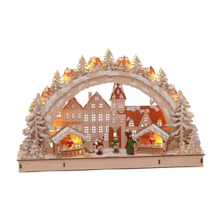 Spetebo LED Holz Schwibbogen Weihnachtsmarkt 45 x 28 cm