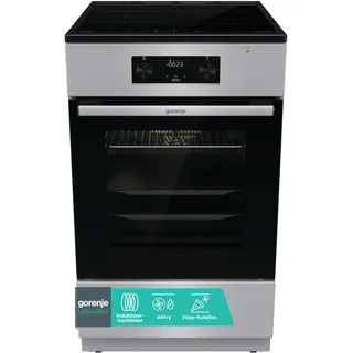 Gorenje GEIT5C61SPG Standherd mit Induktionskochfeld, 50 cm, 70 Liter,Silber, PerfectGrill, AirFry, FrozenBake, Pizza Mode 300°C, AquaClean, Made in Europe, inox