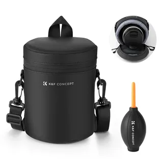 K&F Concept Objektivtasche, wasserdichte Reißverschluss Objektivbeutel, Stoßfeste Objektivköcher, Allround Objektiv Tasche Kamerabeutel für DSLR SLR-Objektiv Durchmesser und Höhe unter 8x14cm, M
