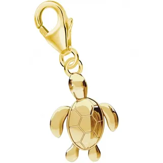 Goldene Hufeisen Charm-Einhänger Schildkröte Charm Anhänger 925 Sterling Silber Gelbgold vergoldet, Charm Silberschmuck für Damen goldfarben