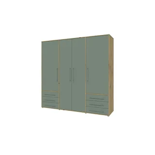 None Drehtürenschrank Morley 206 x 200 x 53 cm Eiche/Salbei