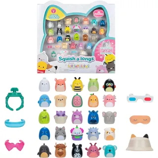 Squish-a-longs SQAL0033-25er Pack - Serie 1-25x 2,5 cm Mini-Squish mit 5 Zubehörteilen, Ring und Collectors Guide - Sammeln, Tauschen und Spielen