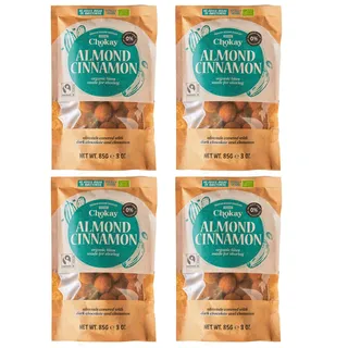 Chokay BIO Bites 4er SET - ALMOND CINNAMON/Zimt-Mandeln in belgischer Zartbitter-Schokolade/Ohne Zuckerzusatz, ohne Süßungsmittel/VEGAN & FAIR TRADE / 4x85g