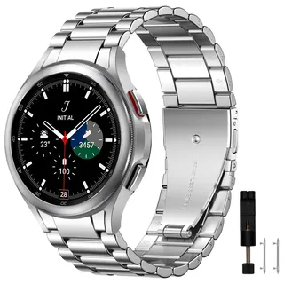 MiRowy Metall Armband für Samsung Galaxy Watch FE/Watch 7/6/5(40mm 44mm)/Watch 6 Classic 43mm 47mm Ersatzbänder, Edelstahl Ersatzarmband Metall Uhrenarmband für Galaxy Watch FE/Watch 7/6/5/4(Silber)
