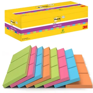 Post-it Post-it® Super Sticky Notes Haftnotizen farbsortiert, 21 Blöcke + GRATIS 3 Blöcke