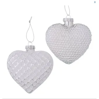 BOLTZE GRUPPE GmbH Weihnachtsbaumkugel Boltze, 2er-Set Weihnachtsbaum-Anhänger, Herz weiß