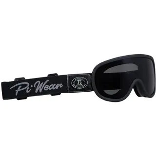 PiWear Arizona Motorradbrille Überbrille für Brillenträger Retro gepolstert beschlagfrei Rahmen und Band schwarz Glas dunkel getönt