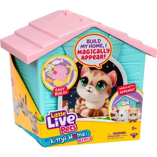 Little Live Pets My Kitty's Home Mini-Spielset, Mystery Kitty Plüsch-Enthüllung, bauen und dekorieren, Spielzeug-Tragetasche, wiederholtes Spielen, Katzenhausspielzeug für Kinder ab 5 Jahren