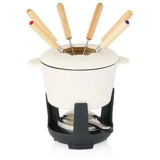 BBQ-Toro 13-teiliges Gusseisen Fondue Set für 6 Personen, 1 L, emailliert) mit Brenner und Gabeln | BBQ-Toro