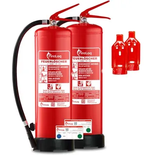 FireLoq 2X 6L Schaumlöscher 27A | 233B mit Prüfnachweis, Wandhalter und Manometer