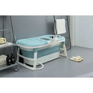 Schwänlein Faltbare Badewanne für Erwachsene, ideal für kleine Bäder,praktisch und tragbar 117 x 62 x 55 cm, Blau