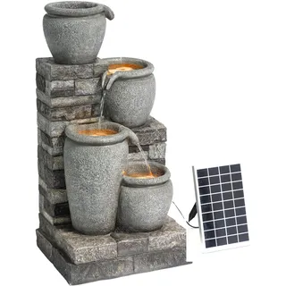 Teamson Home Solar Kaskadenbrunnen 4 Stufen Grau freistehend