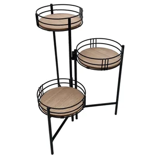 Spetebo Blumentreppe mit 3 Ablagen 60 x 30 cm Schwarz