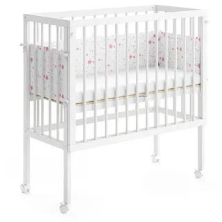 VitaliSpa Beistellbett Weiß, Holz, Rechteckig, 40x90 cm, 2 Seitenschienen, Vitalispa