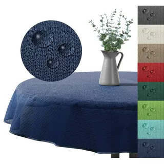 heimtexland Gartentischdecke Outdoor Tischdecke Garten Balkon Camping Tischdeko (Stück 1-tlg, 1), wetterfest I robust I UV-beständig I rutschfest I waschbar blau rund | 140 cm x 140 cm