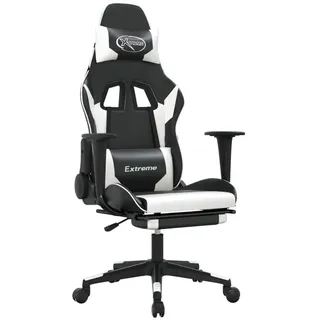 furnicato Gaming-Stuhl Kunstleder Schwarz Weiß 67x58x(118-128) cm (1 St) schwarz|weiß 67 cm x 128 cm x 127 cm