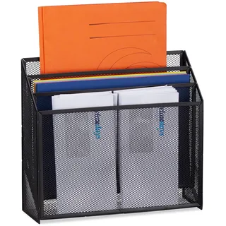 Relaxdays Dokumentenhalter, mit 3 Ablagen, schwarz