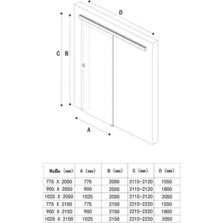 doporro Amalfi-plus 11 rechts 77,5 x 205 cm transparent/milchig