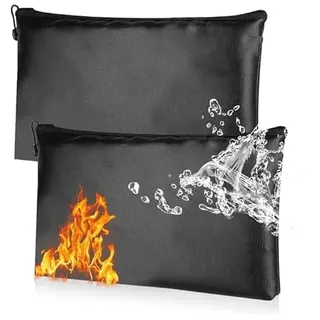 Dokumententasche Tresor Feuerfest Wasserdicht, Feuerfeste Dokumentenbox Geldtasche für A5 Dokumente, Aufbewahrungstasche mit Reißverschluss (2 Stück 29 * 20CM)
