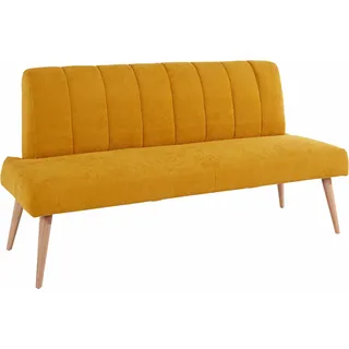 exxpo - sofa fashion Sitzbank EXXPO - SOFA FASHION "Costa, moderne Rückensteppung, bequem und elegant, hoher Holzfuß", gelb (mustard), B:182cm H:92cm T:68cm, Struktur: Webvelour, 100% Polyester, Sitzbänke, Sitzbank, hochwertige Detailverarbeitung, Frei im Raum stellbar