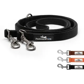 Freudentier Hundeleine 2m, gepolstert & verstellbar schwarz 2,5 cm