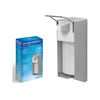 arnomed Desinfektionsmittelspender Aluminium 521-S-500 , Füllvolumen: 500 ml, mit kurzem Hebel