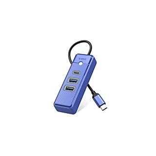ORICO USB C Hub, 3 Ports USB Verteiler mit 2 USB A und 1 Typ C für Laptop, Handy, Tablet mit 0,15m Kabel, kompatibel mit Mac OS 10.X und höher, Linux, Android,Blau