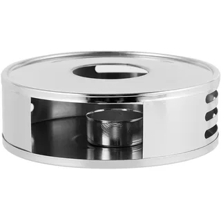 Echtwerk Stövchen, Teestövchen aus Edelstahl, Runder Tee- und Kaffeewärmer, Untersatz für alle handelsüblichen Tee- und Kaffeekannen, Silber-Edition
