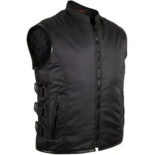 MDM Motorradweste Textil Biker Motorradweste mit Klettverschlüssen in schwarz Leichte Sommer Biker Weste im SWAT Stil M