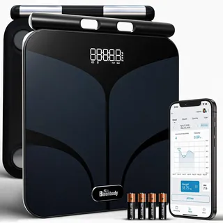 Bisonbody Smart Digital Body Scale – 29 Health Metrics – For Advanced Fitness Enthusiasts – Durable Tempered Glass – 8 High Sensitivity Electrodes Sensors – Smartphone App Connection