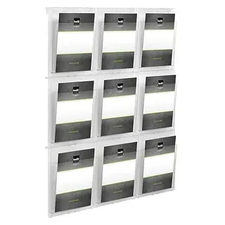 helit Wandprospekthalter the placativ transparent DIN A4 9 Fächern 85,2 x 5,9 x 97,8 cm, 1 St.