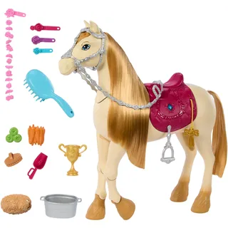Barbie Spielzeugpferd mit Geräuschen, Musik und Zubehör (HXJ42)
