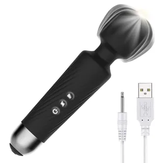 Massagestab Stark Vibration für Frauen,Silicone Kabelloser Handheld Elektrisch Stab-Massagegerät Massager mit 8 leistungsstarken Geschwindigkeiten & 20 Mustern für Muskelschmerzen Erholung,Aufladung