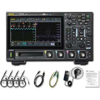 RIGOL Oszilloskop,DHO924S Tragbares digitales Oszilloskop,250MHz Bandbreite,4A+16D Kanäle,12bit vertikale Auflösung,unterstützt die Bode-Plot-Analyse,integrierter 25MHz Signalgenerator