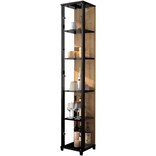 fif Möbel Vitrine FIF MÖBEL "OPTIMA", schwarz, wildeiche, B:31,5cm H:172cm T:32cm, Holzwerkstoff, Sicherheitsglas ESG, Schränke, Vitrine, Standvitrine, Vitrinenschrank, Glasvitrine, Sammlervitrine