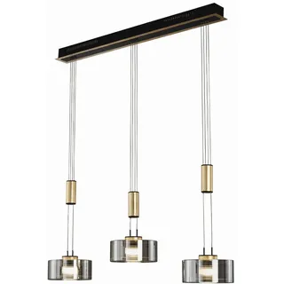 Fischer & Honsel Led-Hängeleuchte Lavin, Schwarz, Metall, Glas, 20x160x100 cm, höhenverstellbar, Lampen & Leuchten, Innenbeleuchtung, Leuchten nach Räumen, Wohnzimmerlampen
