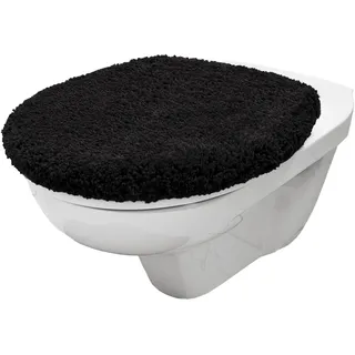 Brandsseller WC Deckelbezug 38x48 cm Ausschnitt aus weichem Mikrofaserstoff Toiletten Sitzbezug für Optimalen Komfort und Stil Schwarz