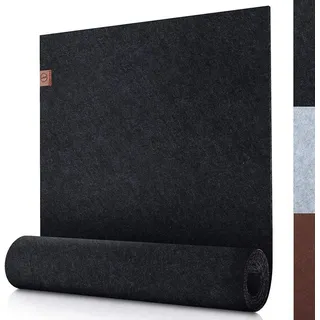 Sidorenko Tischläufer moderner Tischläufer aus Filz - Abwaschbare Tischdecke mit Leder Label, Skandinavischer Tischband Deko grau Ø 150 cm