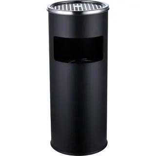 Relaxdays Standaschenbecher mit Inneneimer, 17 l Rauchersäule Hxd: 60,5x24 cm, Eisen, schwarz/silber