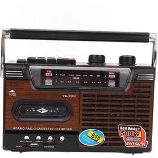 Focket Tragbarer Kassettenrekorder, AM/FM-Radio Stereo-Boombox mit Eingebautem Lautsprecher und Mikrofon, Batteriebetriebener Retro-Kassettenrekorder mit Kopfhöreranschluss, USB- und SD-Eingang(#1)