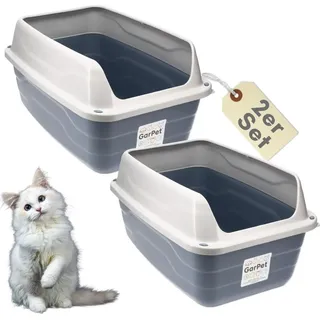 GarPet Katzentoilette Hoher Rand groß Blau/Grau