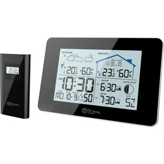 Miraval LCD Funk-Wetterstation mit Außensenor Wecker Funkuhr Kalender Vorhersage Hygro