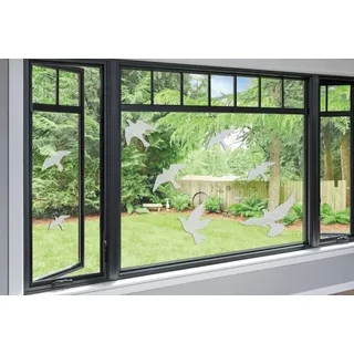 HWI Fensteraufkleber mit Vogel-Motiv, UV-reflektierende Fensteraufkleber verhindern Vogelschläge und schützen Glastür, Durchsichtig