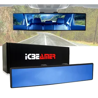 ICBEAMER 26,7 cm 26,6 Zoll 270 mm Flache Blaue Oberfläche Universal Fit Weitwinkel-Panorama-Auto Innenspiegel